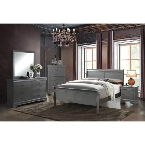 1pc Nightstand Louis Philippe Solid Wood English Dovetail Construction Antique Nickle Hanging Pulls 7
