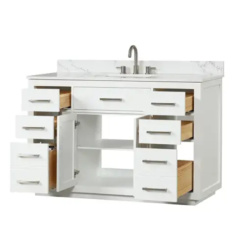 54" Bathroom Vanity with Sink, Modern Bathroom Vanity Set with Soft-Close Cabinet and 6 Drawers, Solid Wood Bathroom Storage Cabinet