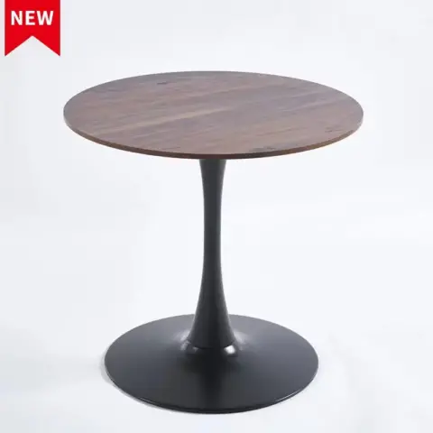 31.5black And Walnut Tulip Table Mid Century Dining Table For 2 4 People With Round Mdf Table Top, Pedestal Dining Table, End Table Leisure Coffee Table 10