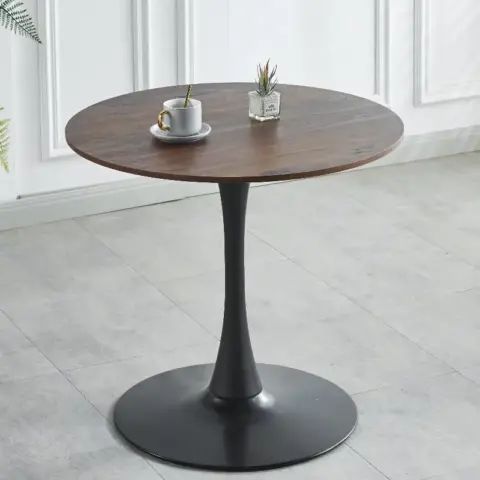 31.5black And Walnut Tulip Table Mid Century Dining Table For 2 4 People With Round Mdf Table Top, Pedestal Dining Table, End Table Leisure Coffee Table 5