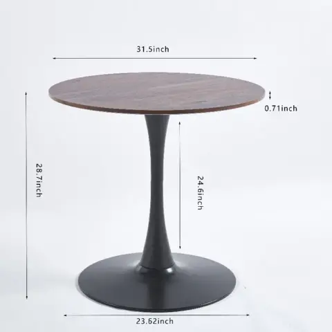 31.5black And Walnut Tulip Table Mid Century Dining Table For 2 4 People With Round Mdf Table Top, Pedestal Dining Table, End Table Leisure Coffee Table 9