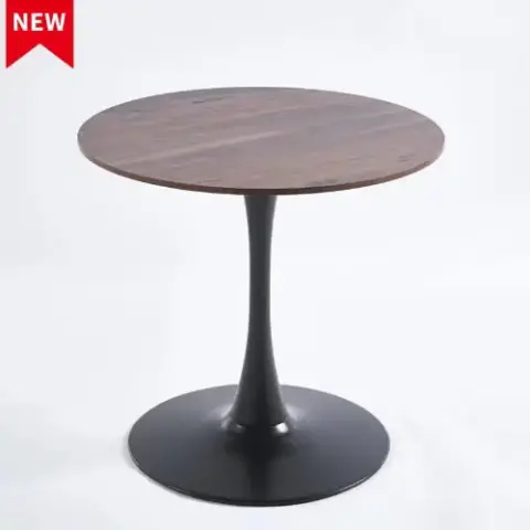 31.5"BLACK AND WALNUT Tulip Table Mid-century Dining Table for 2-4 people With Round Mdf Table Top, Pedestal Dining Table