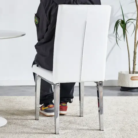 4 Piece Dining Chair Set, Modern Style Kitchen Soft Cushion High Backrest, With Embedded Buttons, Metal Leg Office Chair, Suitable For Restaurants 13