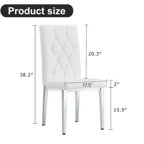 4 Piece Dining Chair Set, Modern Style Kitchen Soft Cushion High Backrest, With Embedded Buttons, Metal Leg Office Chair, Suitable For Restaurants 14