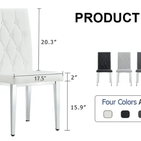 4 Piece Dining Chair Set, Modern Style Kitchen Soft Cushion High Backrest, With Embedded Buttons, Metal Leg Office Chair, Suitable For Restaurants 21