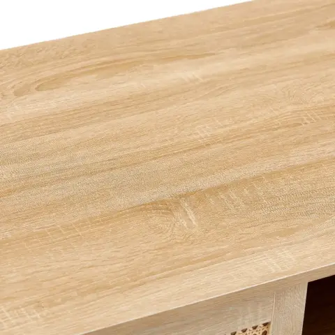 41.34 Rattan Coffee Table, Sliding Door For Storage, Solid Wood Legs, Modern Table For Living Room , Natural 4