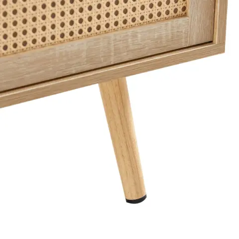 41.34 Rattan Coffee Table, Sliding Door For Storage, Solid Wood Legs, Modern Table For Living Room , Natural 8