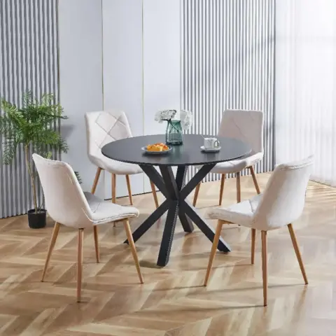 42.1black Table Mid Century Dining Table For 4 6 People With Round Mdf Table Top, Pedestal Dining Table, End Table Leisure Coffee Table,cross Leg 7