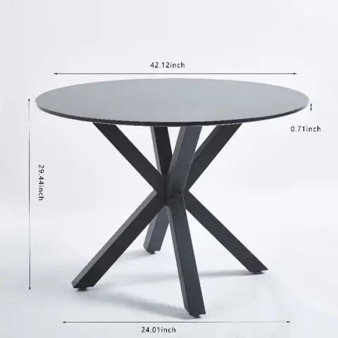 42.1black Table Mid Century Dining Table For 4 6 People With Round Mdf Table Top, Pedestal Dining Table, End Table Leisure Coffee Table,cross Leg 8