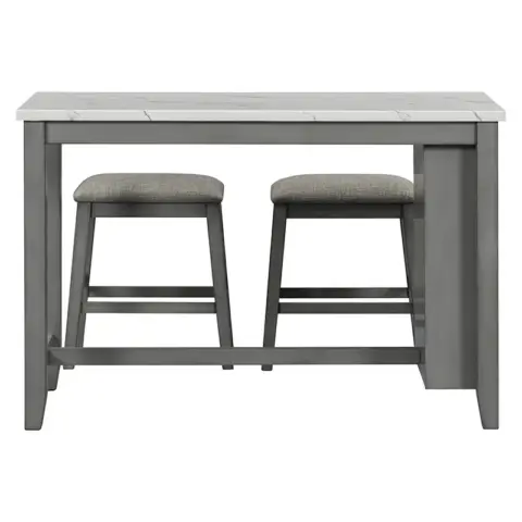 5 Piece Counter Height Dining Table Set With Built In Storage Shelves,grey 1