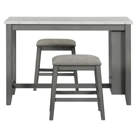 5 Piece Counter Height Dining Table Set With Built In Storage Shelves,grey 2