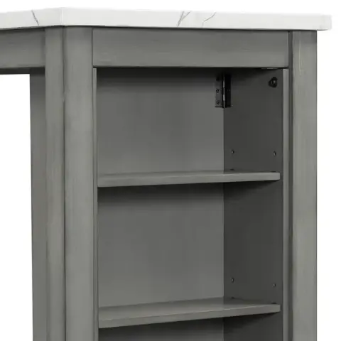 5 Piece Counter Height Dining Table Set With Built In Storage Shelves,grey 24