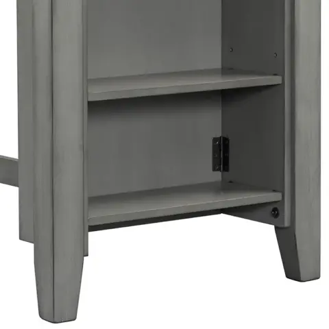 5 Piece Counter Height Dining Table Set With Built In Storage Shelves,grey 25
