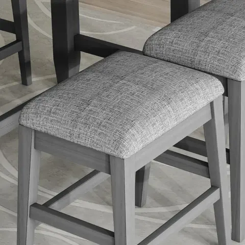 5 Piece Counter Height Dining Table Set With Built In Storage Shelves,grey 26