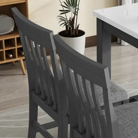 5 Piece Counter Height Dining Table Set With Built In Storage Shelves,grey 36