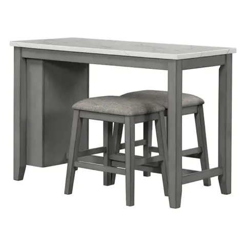 5 Piece Counter Height Dining Table Set With Built In Storage Shelves,grey 5