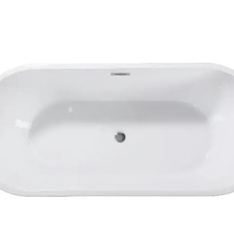59" Acrylic Freestanding Bathtub-Acrylic Soaking Tubs, Black Bathtub, Oval Shape Black Freestanding Bathtub With Chrome Overflow and Pop Up Drain