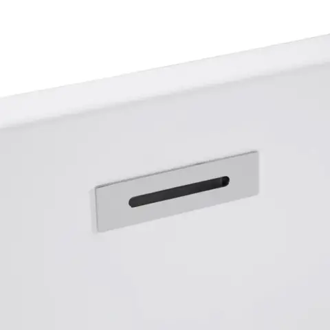 59 Acrylic Freestanding Bathtub With Unique Pleated Design Spacious Oval Shape, Gloss Black Finish, Chrome Overflow & Pop Up Drain 2