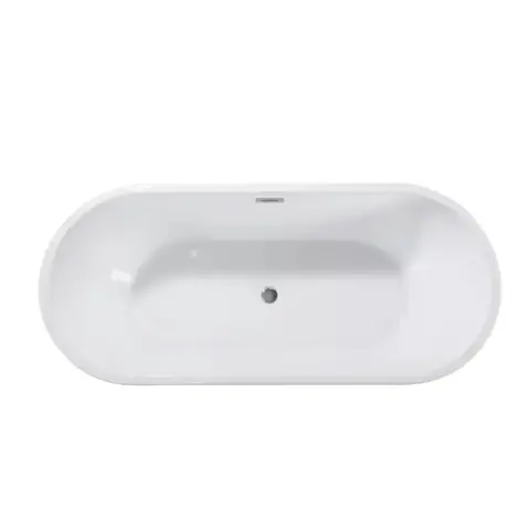 59 Acrylic Freestanding Bathtub With Unique Pleated Design Spacious Oval Shape, Gloss Black Finish, Chrome Overflow & Pop Up Drain 3