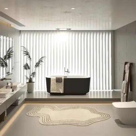 59 Acrylic Freestanding Bathtub With Unique Pleated Design Spacious Oval Shape, Gloss Black Finish, Chrome Overflow & Pop Up Drain 6