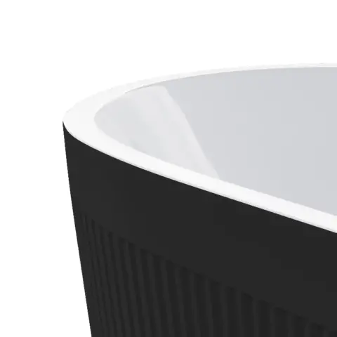 59 Acrylic Freestanding Bathtub With Unique Pleated Design Spacious Oval Shape, Gloss Black Finish, Chrome Overflow & Pop Up Drain 9