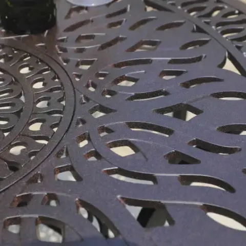 5PCS Outdoor Furniture Dining Table Set All-Weather Cast Aluminum Patio Furniture Includes 1 Round Table and 4 Chairs with Umbrella Hole for Garden