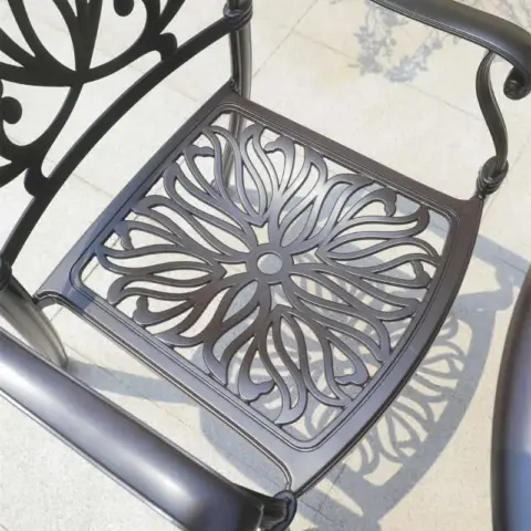 5PCS Outdoor Furniture Dining Table Set All-Weather Cast Aluminum Patio Furniture Includes 1 Round Table and 4 Chairs with Umbrella Hole for Garden