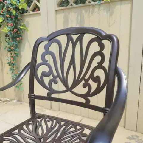 5PCS Outdoor Furniture Dining Table Set All-Weather Cast Aluminum Patio Furniture Includes 1 Round Table and 4 Chairs with Umbrella Hole for Garden