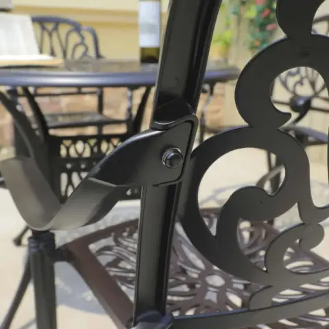 5PCS Outdoor Furniture Dining Table Set All-Weather Cast Aluminum Patio Furniture Includes 1 Round Table and 4 Chairs with Umbrella Hole for Garden