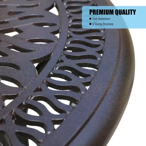 5PCS Outdoor Furniture Dining Table Set All-Weather Cast Aluminum Patio Furniture Includes 1 Round Table and 4 Chairs with Umbrella Hole for Garden