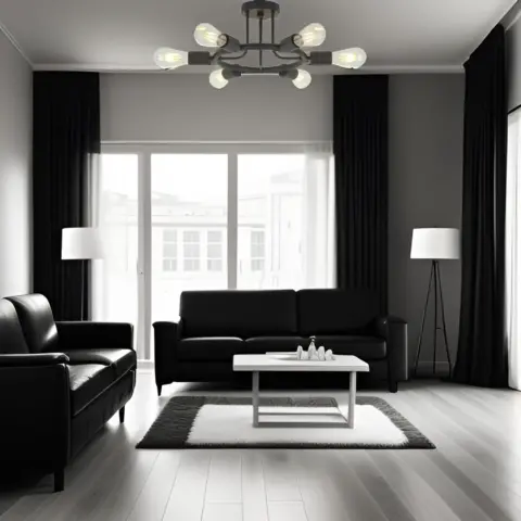 6 Light Modern Sputnik Lights Semi Flush Mount Ceiling Light Black Finished 12
