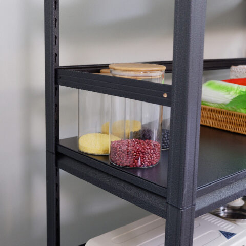 63h Storage Shelves Heavy Duty Metal Shelving Unit Adjustable 5 Tier Pantry Shelves With Wheels Load 1750lbs Kitchen Shelf Garage Storage 1