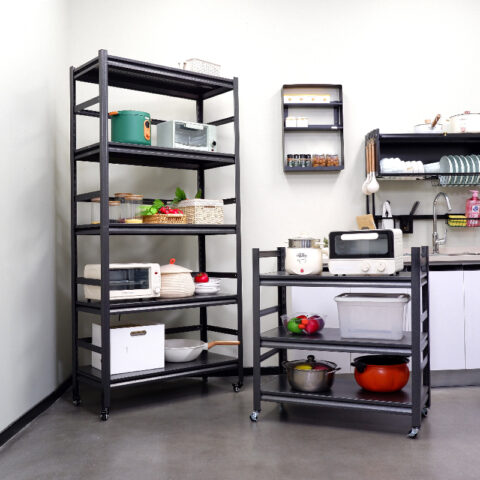 63h Storage Shelves Heavy Duty Metal Shelving Unit Adjustable 5 Tier Pantry Shelves With Wheels Load 1750lbs Kitchen Shelf Garage Storage 10