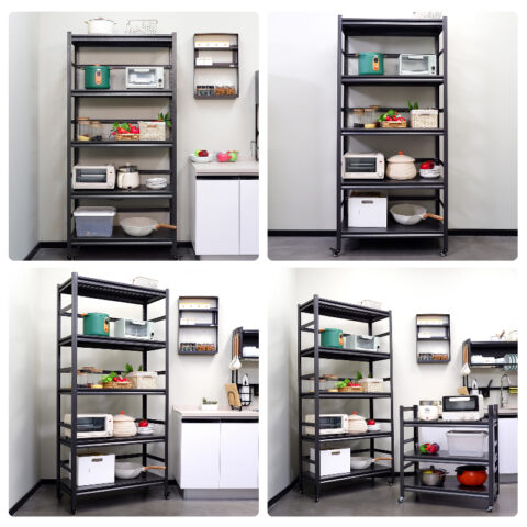 63h Storage Shelves Heavy Duty Metal Shelving Unit Adjustable 5 Tier Pantry Shelves With Wheels Load 1750lbs Kitchen Shelf Garage Storage 19
