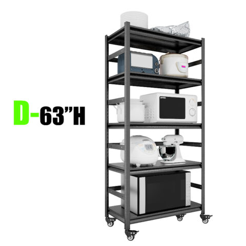 63h Storage Shelves Heavy Duty Metal Shelving Unit Adjustable 5 Tier Pantry Shelves With Wheels Load 1750lbs Kitchen Shelf Garage Storage 25
