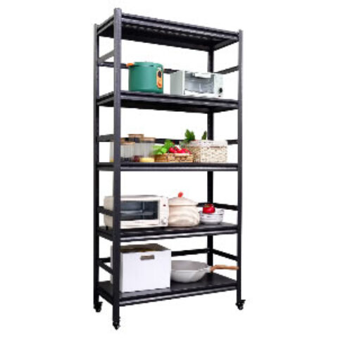 63"H Storage Shelves - Heavy Duty Metal Shelving Unit Adjustable 5-Tier Pantry Shelves with Wheels Load 1750LBS Kitchen Shelf Garage Storage