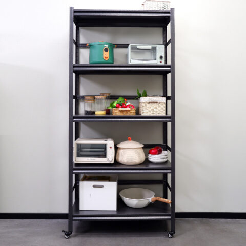 63h Storage Shelves Heavy Duty Metal Shelving Unit Adjustable 5 Tier Pantry Shelves With Wheels Load 1750lbs Kitchen Shelf Garage Storage 5