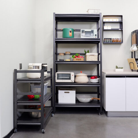 63h Storage Shelves Heavy Duty Metal Shelving Unit Adjustable 5 Tier Pantry Shelves With Wheels Load 1750lbs Kitchen Shelf Garage Storage 7