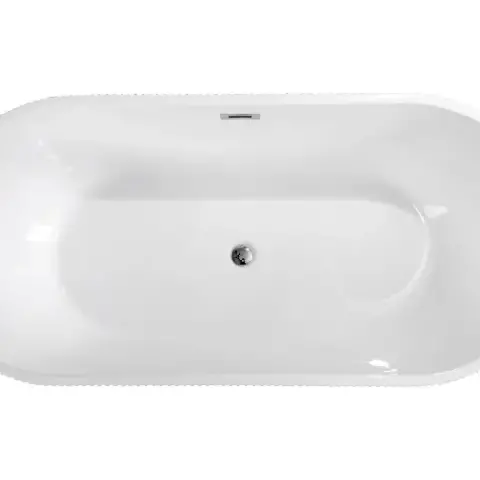 67" Acrylic Freestanding Bathtub-Acrylic Soaking Tubs, Fluted style-Gloss White Freestanding Bathtub With Chrome Overflow and Pop Up Drain