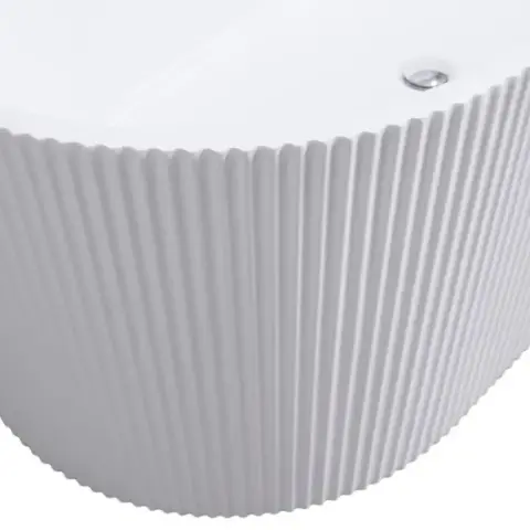 67" Acrylic Freestanding Bathtub-Acrylic Soaking Tubs, Fluted style-Gloss White Freestanding Bathtub With Chrome Overflow and Pop Up Drain