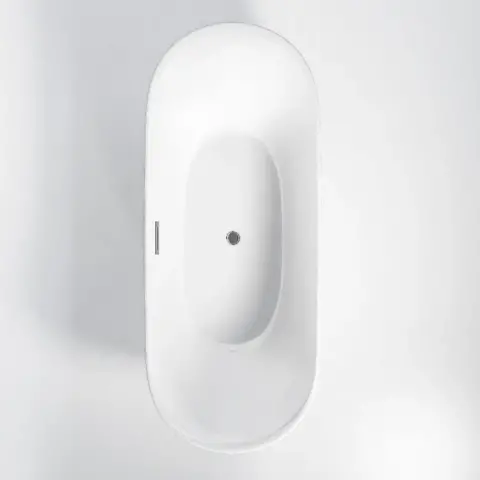 67 Acrylic Freestanding Bathtub Acrylic Soaking Tubs, Oval Shape Freestanding Bathtubs With Chrome Overflow And Pop Up Drain, Double Slipper Tub 10