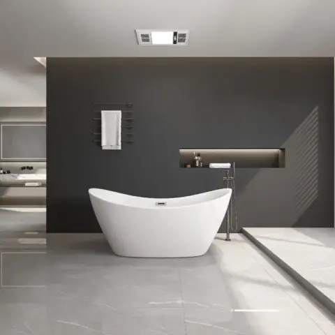 67 Acrylic Freestanding Bathtub Acrylic Soaking Tubs, Oval Shape Freestanding Bathtubs With Chrome Overflow And Pop Up Drain, Double Slipper Tub 3