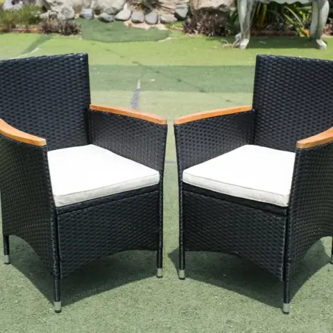 7 Piece Outdoor Patio Wicker Dining Set Patio Wicker Furniture Dining Set Wacacia Wood Top 11
