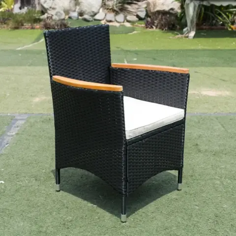7 Piece Outdoor Patio Wicker Dining Set Patio Wicker Furniture Dining Set Wacacia Wood Top 12