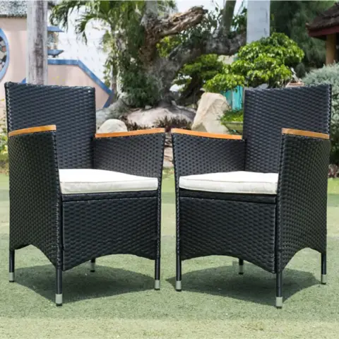 7 Piece Outdoor Patio Wicker Dining Set Patio Wicker Furniture Dining Set Wacacia Wood Top 15