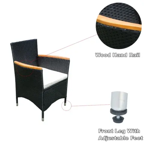7 Piece Outdoor Patio Wicker Dining Set Patio Wicker Furniture Dining Set Wacacia Wood Top 24