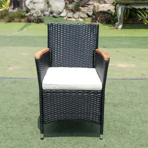 7 Piece Outdoor Patio Wicker Dining Set Patio Wicker Furniture Dining Set Wacacia Wood Top 8