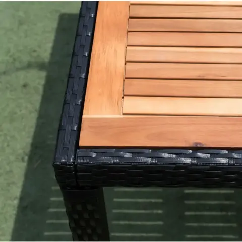 7 Piece Outdoor Patio Wicker Dining Set Patio Wicker Furniture Dining Set Wacacia Wood Top 9