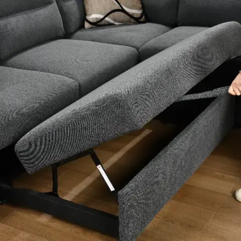 95'' Sectional Sofa with Ultra Soft Back Cushion,Sleeper Sectional Sofa with Pull Out Couch Bed and Storage Ottoman