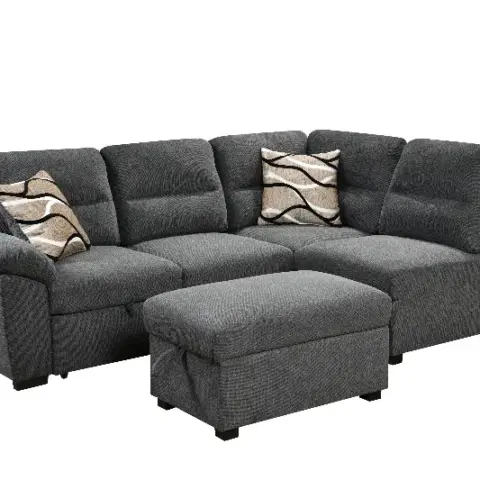 95'' Sectional Sofa with Ultra Soft Back Cushion,Sleeper Sectional Sofa with Pull Out Couch Bed and Storage Ottoman